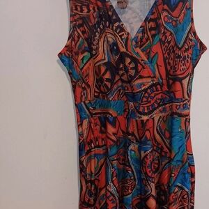 Colorful Abstract Print Sleeveless Dress